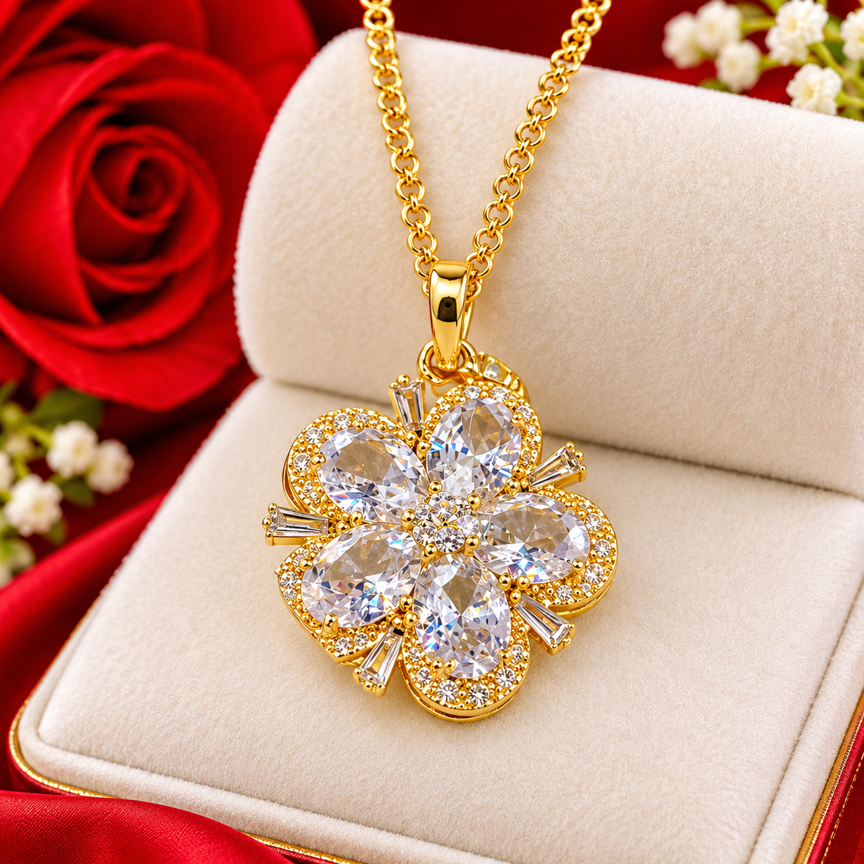 Royal Sapphire & Crystal Pendant Necklace Collection detail