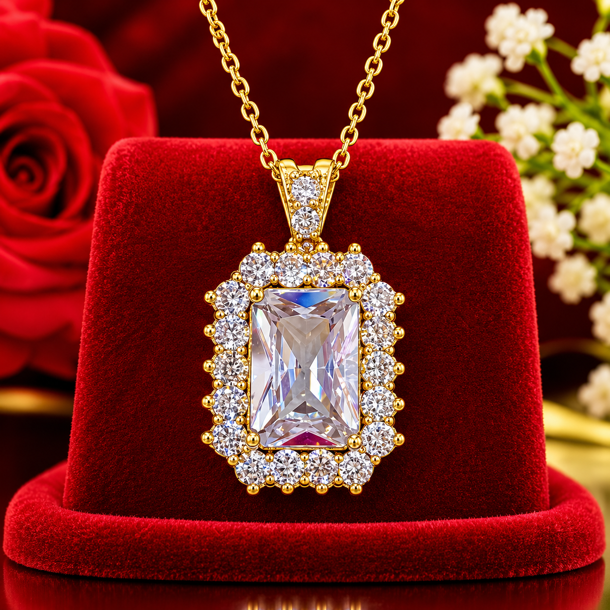 Royal Sapphire & Crystal Pendant Necklace Collection detail