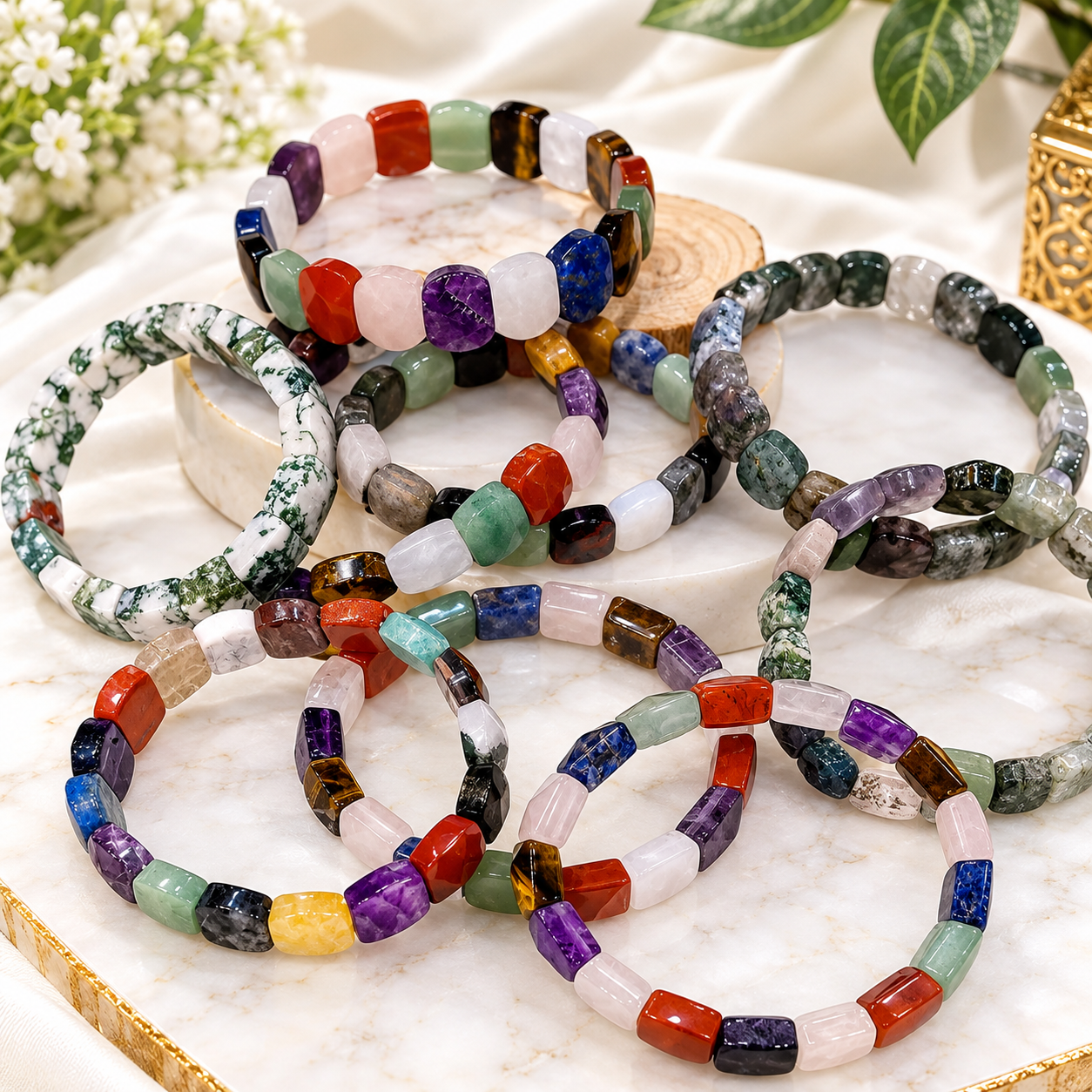 Multi Gemstone Bracelet – Natural Colorful Stone Bracelet detail