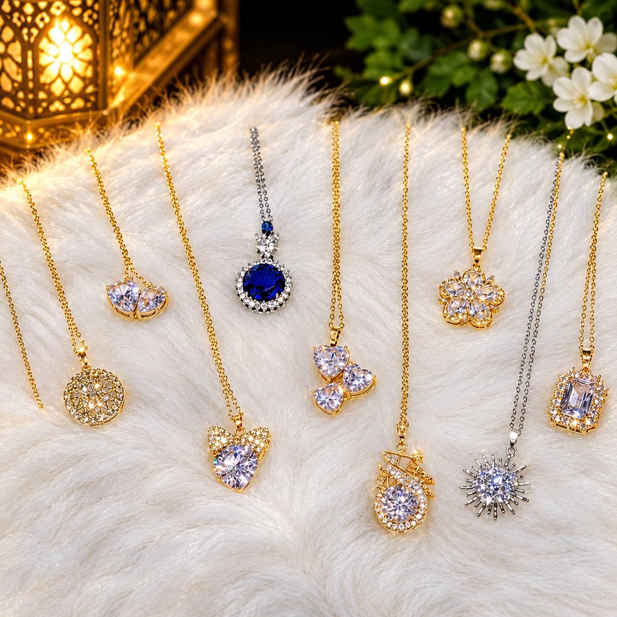 Royal Sapphire & Crystal Pendant Necklace Collection